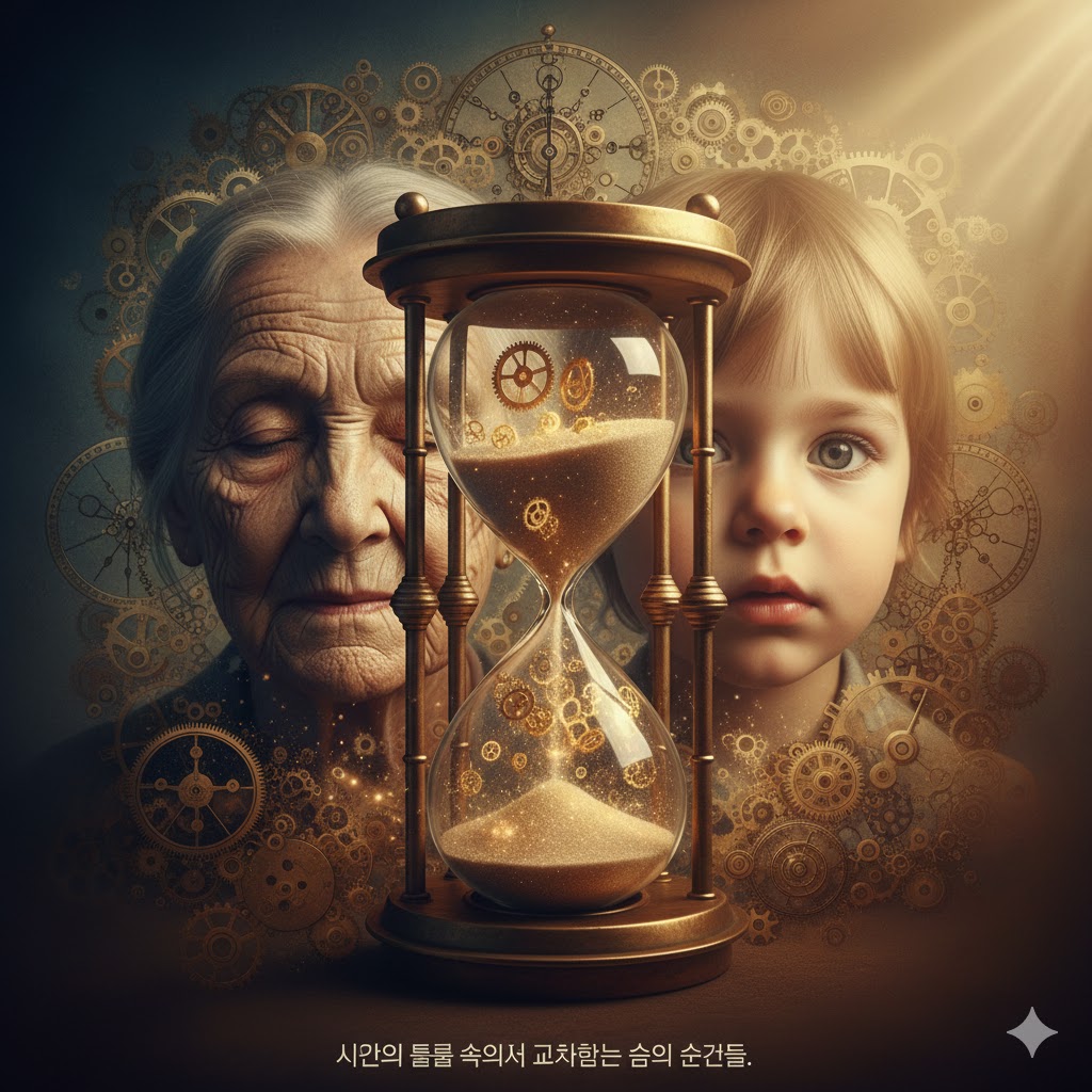 나이와 시간 인지의 상관관계를 보여주는 뇌과학적 시각 자료